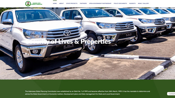 Screenshot of Adamawa State Planning Commission's website