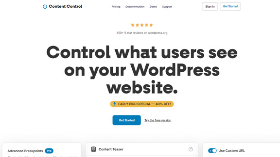 Screenshot of Content Control's website