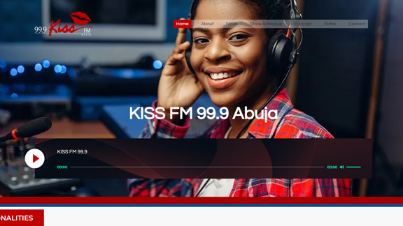 Screenshot of Kiss FM 99.9 Abuja's website