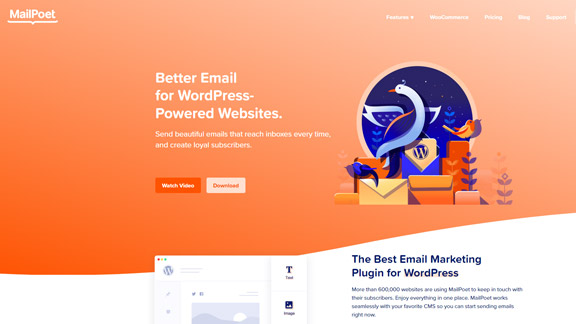 Screenshot of MailPoet's website