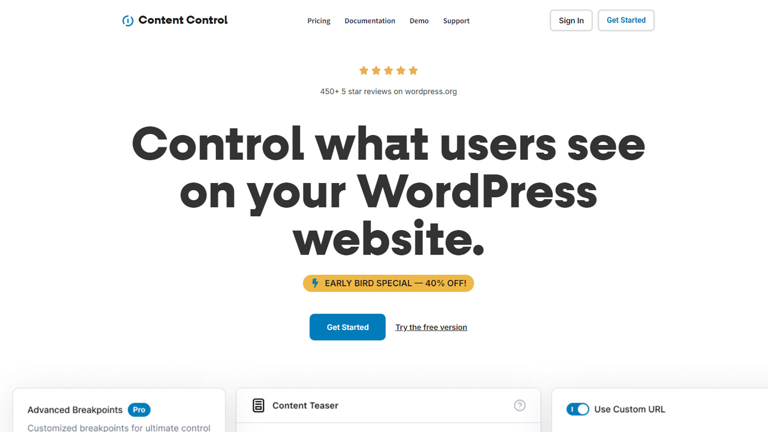 Screenshot of Content Control's website