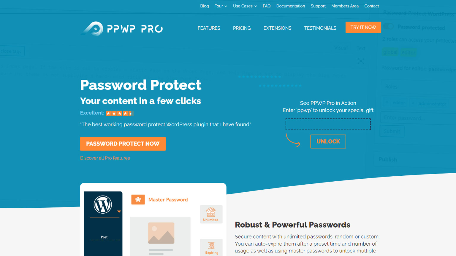 Screenshot of Password Protect WordPress's website