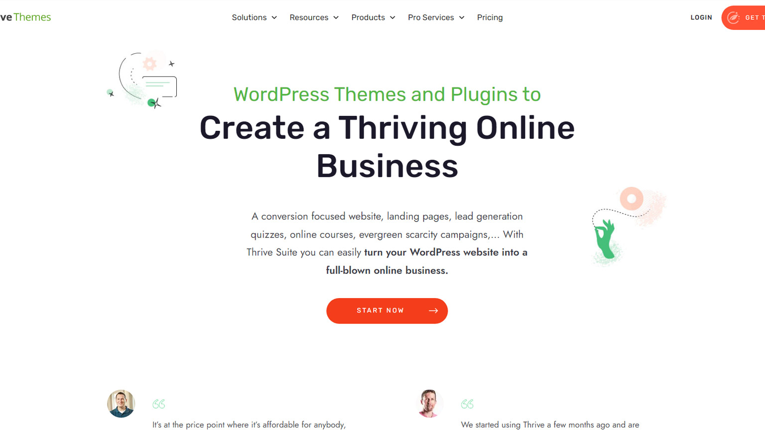 Screenshot of Thrive Themes's website
