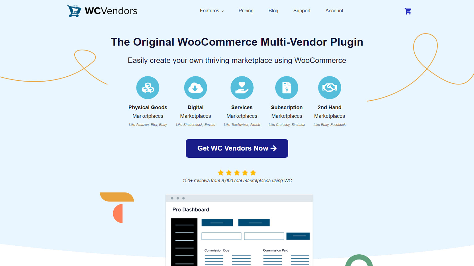 Screenshot of WC Vendors's website