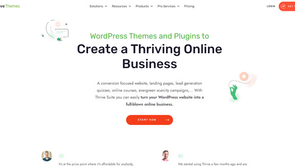 Screenshot of Thrive Themes's website